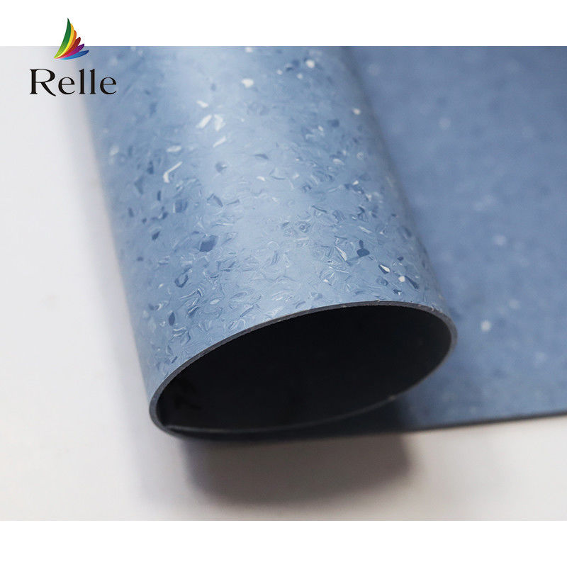 Relle Blu e Bianco Granito Omogeneo Antibatterico Vinile Pavimento Roll con rivestimento PUR