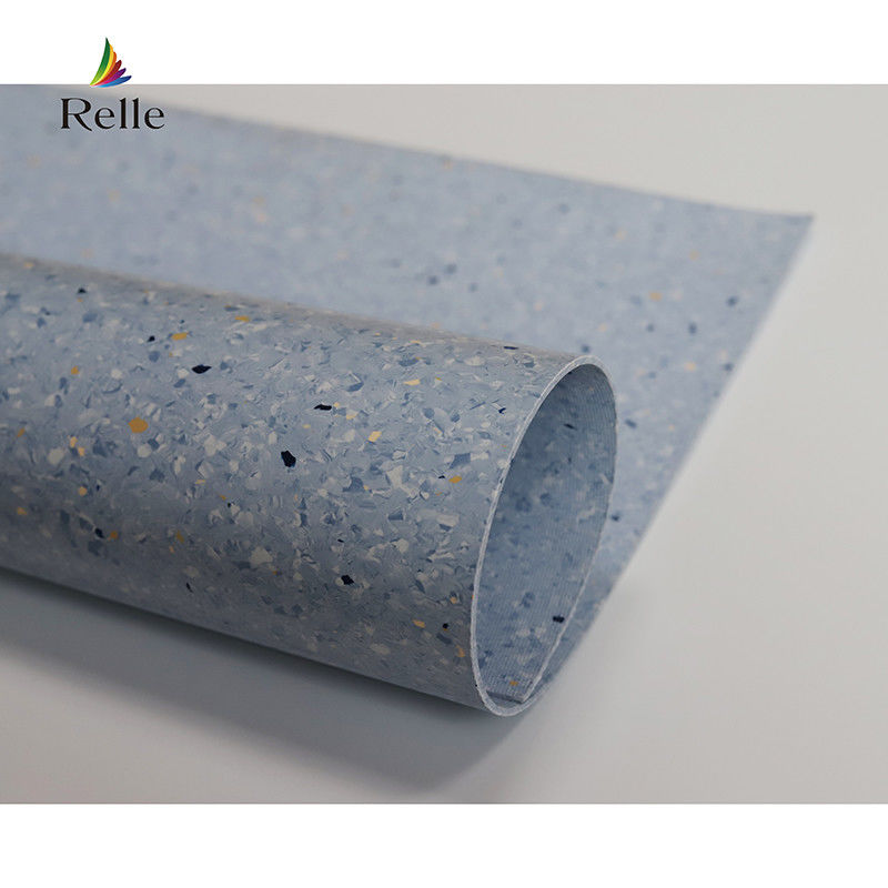 Relle Blu e Bianco Granito Omogeneo Antibatterico Vinile Pavimento Roll con rivestimento PUR