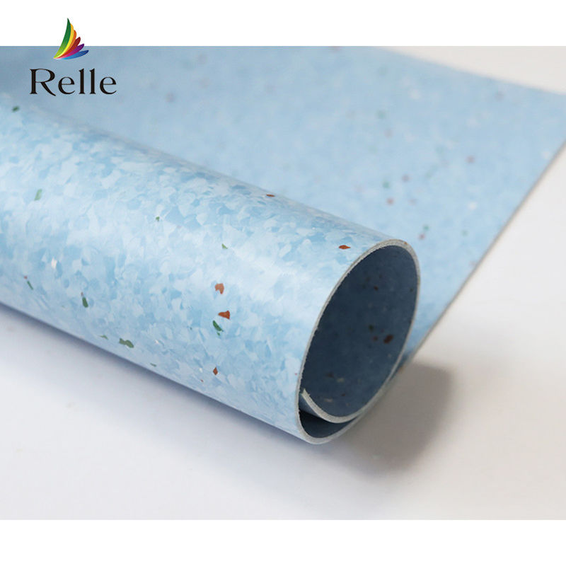 Relle Blu e Bianco Granito Omogeneo Antibatterico Vinile Pavimento Roll con rivestimento PUR