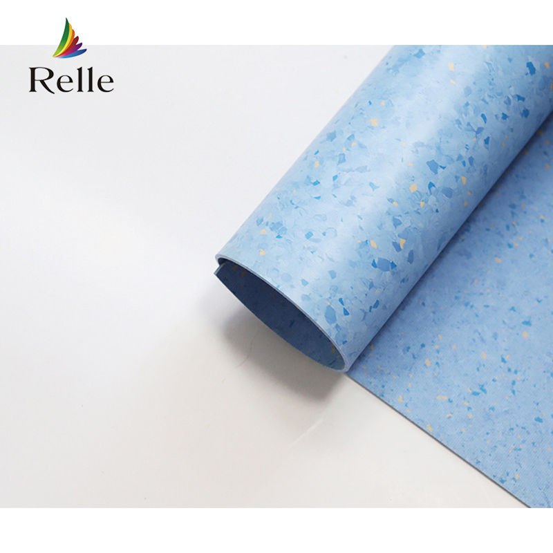 Relle Blu e Bianco Granito Omogeneo Antibatterico Vinile Pavimento Roll con rivestimento PUR