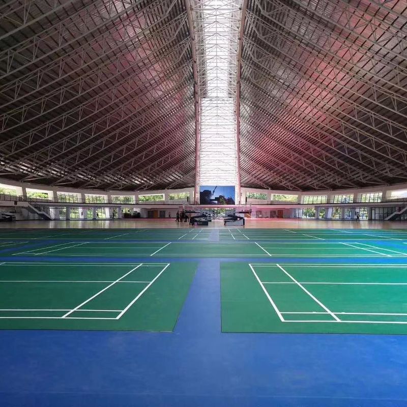 Indoor Relle PVC Sport Badminton Court BWF Pavimento Mat 6.0mm 1.0mm/1.2mm Strato di usura