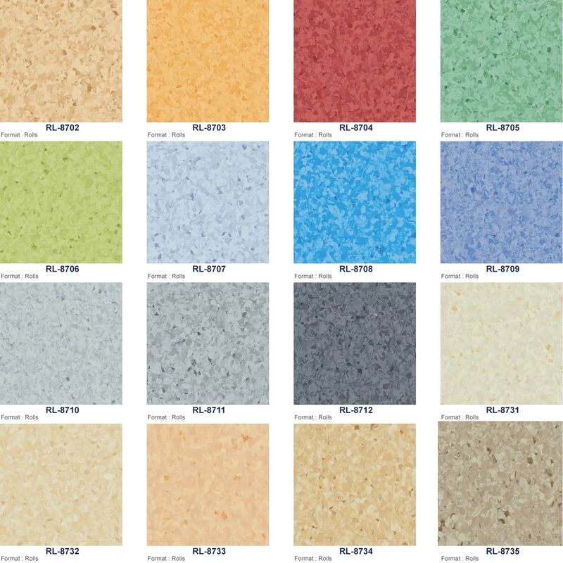 Pavimenti omogenei a secco 2 mm pavimenti di laboratorio in vinile blu giallo verde