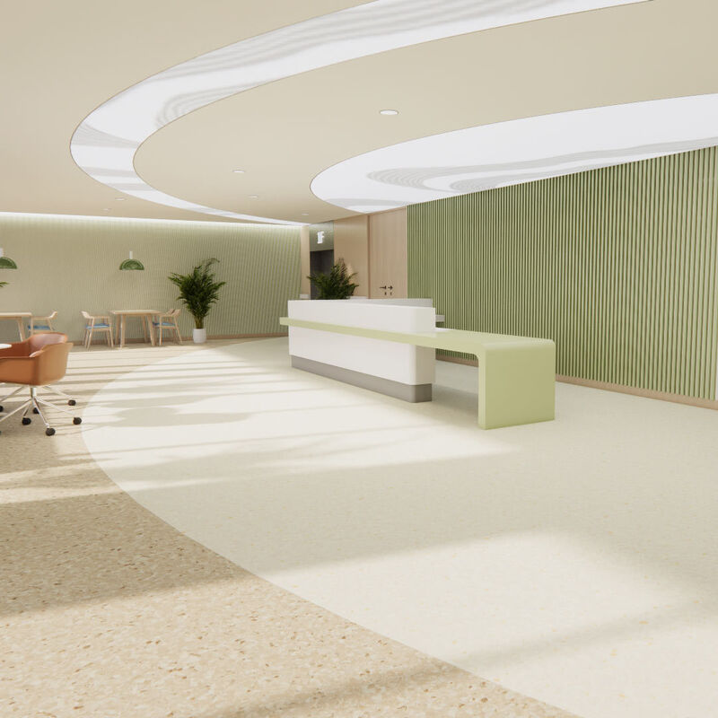 Pavimento in vinile omogeneo senza giunture resistente agli agenti chimici, progettato per le esigenze di pulizia delle case di cura