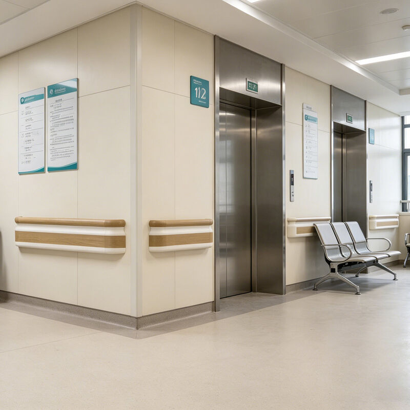 Corrimão em PVC com Textura de Madeira, Guarda-corpo Anti-Impacto para Corredores de Hospitais e Casas de Repouso