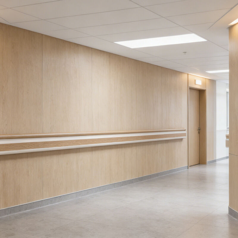 Corrimão em PVC com Textura de Madeira, Guarda-corpo Anti-Impacto para Corredores de Hospitais e Casas de Repouso